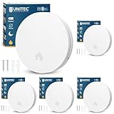 UNITEC 10 Jahres Design Rauchwarnmelder | drahtlose Aufputzmontage | Ultraflach | Selbsttestfunktion | inkl. Batterie | DIN EN 14604 (Packung mit 5)