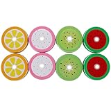 BESPORTBLE 8 Stück Wiederverwendbare Metalldeckel mit Strohhalmöffnung Auslaufsicher für Einmachgläser mit Öffnung Weißblechdeckel mit Fruchtmotiven Retro Design für Smoothies und Säfte