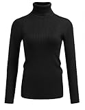 Hotouch Rollkragenpullover Damen Pullover Elegant Strickpullover Casual Rollkragenshirt Gestrickt Pulli Weich Langarm Strickpulli Einfarbig Langarmshirt Schwarz L