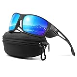 Polarisierte-Sportbrille-Herren-Damen-Schnelle-Fahrradbrille-Sonnenbrille mit UV400 Schutz, Leichte Lauf-Radsportbrille für MTB, Rennrad & Outdoor,blueblack