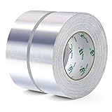 BOMEI PACK Aluminium Klebeban 2 Rollen 50mm x 50 m, selbstklebendes Alu-Klebeband-Aluband, Wasserdichtes- und hitzebeständiges Band zum Versiegeln, Reparieren und Isolieren