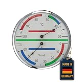 TFA Dostmann Analoges Sauna-Thermo-Hygrometer, 40.1013, mit Metallring, Temperatur, Luftfeuchtigkeit, ideal für die Sauna