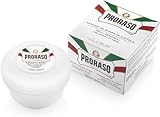 Proraso Shaving Soap inklusive Seifenschale, hautschonende Rasierseife für Herren mit Grünem Tee & Hafer, Rasiercreme für sensible Haut, Made in Italy, Weiss , 150 ml (1er Pack)