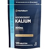 Kalium Hochdosiert aus Kaliumcitrat | 120 Vegane Tabletten | 800mg pro Tag | Potassium Citrate | Horbaach