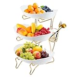 USENG Obst Etagere Obstschale mit 3 Etagen,Obstteller mit Regal für Gabel,Obstkörbe Obstschale Etagere Gemüsekorb Gemüse Regal,Abnehmbar Obst Halter Aufbewahrung Gemüse Snack Süßigkeit Sushi Brot Korb