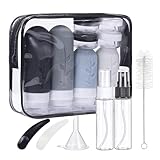 Silikon Reiseflaschen, Mezzar 16 Stück Reiseflaschen zum Befüllen Set Travel Bottles für Shampoo, Lotion, Spülung, Duschgel, Reise Shampoo Behälter BPA-frei Praktisches Reiseflaschen Set (Schwarz)