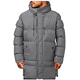 Wintermantel Herren Thermomantel Winter, Winddicht Daunenjacke mit Reißverschluss Einfarbig Jacke Winter Warm Steppjacke Leichte Winterjacke mit Kapuze Große Größen Outdoor Skimantel M-8XL