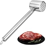 Gowkeey Fleischklopfer Edelstahl 304, Doppelseitiger Fleischklopfer, Fleischhammer, Meat Tenderizer, Schnitzelklopfer, für Steak, Schnitzel, Rindfleisch, Huhn, Schwein, Spülmaschinengeeignet