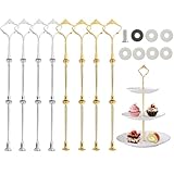 MIYUANGKJ 8 Set Etageren Stangen Set, 3 Etagen Vintage Metallstange Etagere Bausatz Metallstangen Tortenständer für Hochzeitstorte Etagere Tortenständer Tortenhalter Torten(Platte Nicht enthalten)