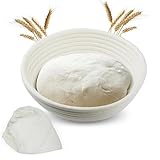 LxsNyvantic Brotgärkörbchen Rund 23×8cm – Natürliches Rattan, Handgemacht, Für 700–800g Teig, Mit Leinentuch, Gärkorb Zum Brotbacken & Fermentieren
