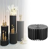 Zylinderständer für Party Papier Zylinder Ständer,Faltbare Zylinderförmige Blumenständer,runder Tischaufsatz Papiersäulen Säulen Display Hochzeit 20/40/60/80/100 cm hoch,1 Stück(Schwarz,H 20cm)