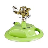 Relaxdays Impulsregner Kreisregner, Bewässerung größerer Flächen bis 450 m², 12 m Reichweite, 360°, Rasensprenger, grün