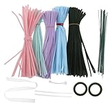 SAFIGLE Bunte Chenille Stiele für Blumenbasteln Flexible Pfeifenreiniger für DIY Blumensträuße Weihnachtsdekoration Kunstprojekte und Kreative Bastelstäbe