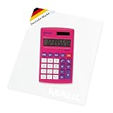 MAUL Taschenrechner M8 | Rechner mit großem 8-stelligem Display | Standardfunktionen für Büro, Zuhause und Schule | Funktionstasten farbig | Solarrechner mit Batterienutzung bei Dunkelheit | Pink