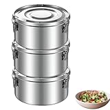 Calenxy 3 Stück Brotdose Edelstahl 360ml, Auslaufsichere Edelstahl Brotdose Kinder mit Decke Lunchbox Edelstahl Brotdose Metall Snackbox Kinder Metalldosenl für Obst Müsli & Gewürze