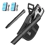 Litheli Akku Laubbläser & Laubsauger 2-in-1, Brushless Motor, 78 m/s Luftgeschwindigkeit, 679 m³/h Volumenstrom, 3 Stufen + Turbomodus, 45 L Fangsack, inkl. 2× 20.000 mAh Akku