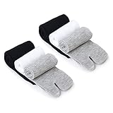 Herren-Socken, Damen-Sandalen, 3 Paar, Tabi-Zehensocken, großer Zehen-Stil, Tabi-Socken, lustig, Sandalen, Zehen, Tabi-Flip-Flops, elastisch, Weiß + Grau + Schwarz, Herrensocken,