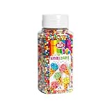 RUF Knallbunte Knusper-Kugeln, essbares Streu-Dekor in knallbunten Farben, bunte Crispies zum Verzieren von Eis, Kuchen, Torten & Muffins, 1 x 125g