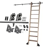 IisrAr Rollbare Bibliotheksleiter, Gleitleiterschienensatz, für Bücherregale und Lager, Hochleistungs-Gleitschienen | 3,3 bis 24 Fuß Lange Rollleiterschienen/Rollen, komplettes Set (ohne Leiter) (6