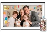 Hesmor 15.6 Zoll Digitaler Bilderrahmen WLAN Fotorahmen FHD 1920 * 1080 IPS Touchscreen Elektronischer Fotorahmen mit 32GB Speicher, Auto Drehung, Einfache Weitergabe von Fotos Videos über Frameo App