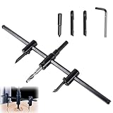 VZU Kreisschneider Holz Verstellbar, 30-300 mm Kreisschneider Kreis Lochsäge Einstellbar Legierung mit 2 Paar Ersatzklinge Kreisschneider Holzverarbeitung Werkzeuge für Holz, Kunststoff, Gipskarton