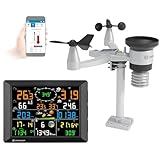 Bresser Wetterstation 1,5km Reichweite, WLAN, 7-in-1 Außensensor, Solar, UV, Wind, Regen, WLAN Upload, Alarm, Innen-/Außenklima