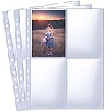 30 Pack 240 Taschen A4 Foto Hüllen für A4 2/3/4 Ringbuch, Transparente Postkartenhüllen, 4 Fächer, Doppelseitiger 4 Taschen Foto Seitenschutz, Top Loading Fotoalbum Nachfüllseiten( 109x153 mm)