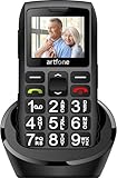 artfone C1+ Schwarz - Seniorenhandy ohne Vertrag丨Mobiltelefon mit großen Tasten丨GSM Dual SIM Rentner Handy丨Ladestation丨SOS Notruftaste丨1,8 Zoll Farbdisplay丨FM丨1800mAh Akku丨Sprachansage丨Kurzwahl丨USB-C