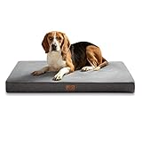 BEDSURE orthopädisches Hundekissen große Hunde - 104x74x9cm waschbares Hundebett mit 2 in 1 Memoryschaum, kuscheliges Hundematte Hundematratze, dunkelgrau