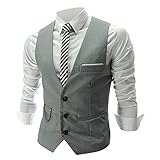 Mymyguoe Businessweste Herren V-Ausschnitt Anzugweste Hochzeit Anzug Westen Party Kellner Uniform Ärmellos Sakko Casual Formelle Kleidweste Herrenwesten Mit Knöpfen Slim Fit Smokingweste