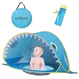 Balakaka Pop Up Strandmuschel mit UV Schutz 115 * 65 * 70cm, Baby Strandmuscheln Strandzelt mit Baby Pool, Faltbar Tragbar Strandzelt für Familien Strand Camping Garten