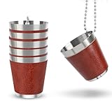 worien 6 Stück Schnapsbecher Metall zum Aufhängen Schnapsgläser Edelstahl mit Kette Schnapsglas 30ml Schnapsbecher für Partys,A