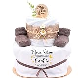 Trend Mama | Windeltorte | Nature Design | Lätzchen, Kuschelsocken |Geschenk Geburt (Design| Meine Eltern sind jetzt auch Nachts erreichbar)