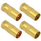 VISSQH 4 Stücke Koaxial Adapter F Typ Stecker auf Koax Stecker, Buchse Adapter,Koaxialkabel F Stecker-Adapter Koax Stecker Buchse Konverter