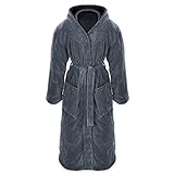 Gräfenstayn® Damen & Herren Kuschelfleece Bademantel mit Kapuze Größe S-XXXL mit Öko-Tex Standard 100 Flanell Fleece (XXL, Anthrazit)