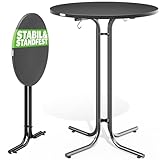 Casaria® Stehtisch Ø 70 cm Klappbar Rund Stabil Garten Hoch Holz pulverbeschichtet Metall Hochtisch Bistrotisch Partytisch Bartisch Biertisch Grau