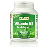 Vitamin B1, 100 mg, hochdosiert, 150 Kapseln - Ohne Gentechnik, OHNE künstliche Zusätze. Vegan.