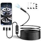 Ennovor Endoskopkamera mit Licht, 1920P HD-Inspektionskamera, Kanalkamera 7,9-mm-mit 8 LED Licht, wasserdichte IP67-Rohrkamera, kein WLAN, für Android & iOS, für Autos | Rohre | Maschinen (5 M)