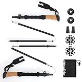 TrailBuddy Faltbare Trekkingstöcke - Faltbare Wanderstöcke, Ultraleicht 7075 Aluminium, Teleskop-Design, EVA + Korkgriff, Leichte Verstellbare Walking Stöcke für Männer, Frauen, Senioren - Schwarz