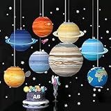 ZYOOO 8 Stück 25cm/10inch Solarsystem Planeten Papierlaterne Lampions deko für Weltraum Themen Geburtstagsdeko Solarsystem Hängende Deko