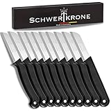 Schwertkrone® Schälmesser 10er Set [MADE IN SOLINGEN - GERMANY] - Gemüsemesser Obstmesser - Küchenmesser klein scharf - Schneidemesser Kartoffelschälmesser - Allzweckmesser (10x schwarz - 6cm Klinge)