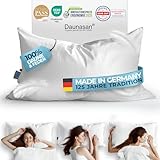 Glückstoff® Daunenkissen 40x80 [Made in Germany] - Hochwertiges Kopfkissen mit 100% Daunen & Federn - Ergonomisches 3 Kammer Daunenkissen - Bettkissen - Sleeping Pillow - Kissen mit Federfüllung