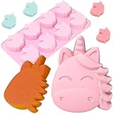 HGSHUO Silikonformen Einhorn Backform Kuchenform Silikon Form 3D Kuchenbackform Mousse Schokoladenformen Motivbackformen Gelee Dessert Soap Geburtstag Halloween Weihnachten 2 Stück