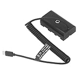 Smandy Dummy-Akku Typ C für NP-F970 NP-F750, ABS-Material, Schnelles Laden mit Verstellbarem Kabel für Kameras und LED-Leuchten