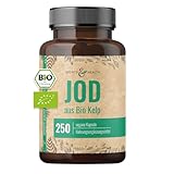 Jod aus Kelp Bio Kapseln - Jod Tabletten Mit Kelp Extrakt Enthält 315 µg Natürliches Jod Pro Tagesdosierung Und Iodine Aus Braunalge - Vegan - 250 Kapseln