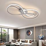 LED-Deckenleuchte 72w moderne dimmbare Deckenbeleuchtung mit Fernbedienung 3000k-6000k Flush Mount Kronleuchter Beleuchtung Schwarz Acryl Deckenlampe für Wohn Schlafzimmer Esszimmer (Chrom, 80cm)
