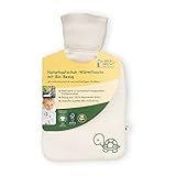 GRÜNSPECHT Naturkautschuk-Wärmflasche mit Bio-Bezug aus 100% GOTS -Baumwolle, klein, Kautschuk aus nachhaltig zertifiziertem Waldbau, geprüfte Qualität nach BS 1970:2012, wachbarer Bezug (644-00)