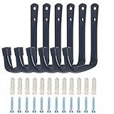 GIVIHGETI 6 Stück Robuste J-Haken 12 cm x 9 cm Garage Leiterhaken Schwerlast 20kg Robust Wandhaken zum Schrauben Einhängende J Haken, für Aufbewahrung von Gartengeräten, Taschen, Schläuchen