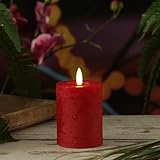 MARELIDA LED Kerze LINA Rustik Optik Echtwachs flackernde 3D Flamme Timer (Stumpenkerze 11cm)