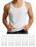 ALPIDEX Herren Classic Unterhemd 5er Set Männer Tank Top 100% Baumwolle Basic Feinripp Ärmellos Shirt Weiß Schwarz, Größe:XXL, Farbe:White